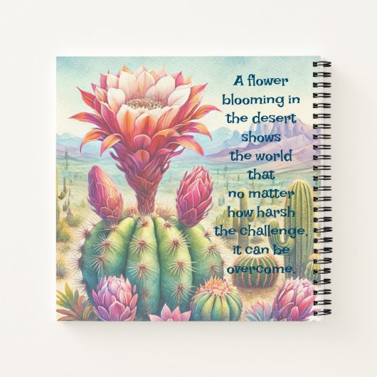 Torch Cactus Blume & Quote Notizblock (Rückseite)