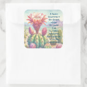 Torch Cactus Blume & Quote Quadratischer Aufkleber (Tasche)