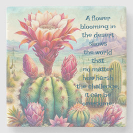 Torch Cactus Blume & Quote Steinuntersetzer