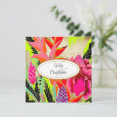 Torch Ginger+heliconia/Luau Hochzeit Einladung (Stehend Vorderseite)