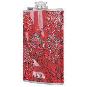 Torch Ginger Lily, Rote Blume Tropische Kunst Flachmann (Links)