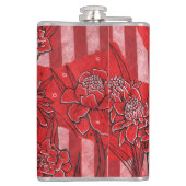 Torch Ginger Lily, Rote Blume Tropische Kunst Flachmann (Rückseite)