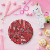 Torch Ginger Lily, Rote Blume Tropische Kunst Pappteller (Party)