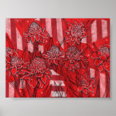 Torch Ginger Lily, Rote Blume Tropische Kunst Poster (Vorne)