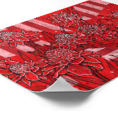 Torch Ginger Lily, Rote Blume Tropische Kunst Poster (Ecke)