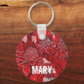 Torch Ginger Lily, Rote Blume Tropische Kunst Schlüsselanhänger (Vorderseite)