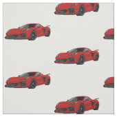 Torch Red C8 Corvette Handgezeichnete Skizze Stoff (Muster)