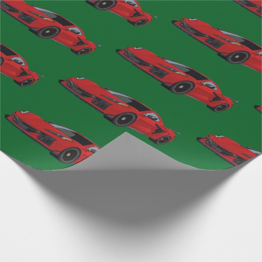 Torch Red C8 Corvette Sportwagen Handgezeichnet Geschenkpapier (Ecke)