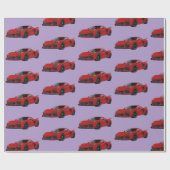 Torch Red C8 Corvette Sportwagen Handgezeichnet Geschenkpapier (Flach)