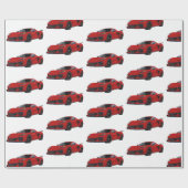 Torch Red C8 Corvette Sportwagen Handgezeichnet Geschenkpapier (Flach)