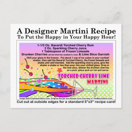 Torched Cherry Limon Martini Rezept Postkarte (Vorderseite)