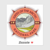 Tore des Arktischen Nationalparks Retro Kompass Aufkleber (Blatt)