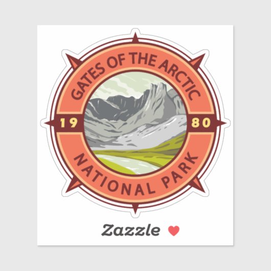 Tore des Arktischen Nationalparks Retro Kompass Aufkleber (Blatt)