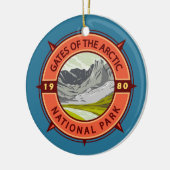 Tore des Arktischen Nationalparks Retro Kompass Keramik Ornament (Links)