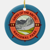 Tore des Arktischen Nationalparks Retro Kompass Keramik Ornament (Hinten)