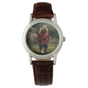 "Tore schießender Capybara: Der ultimative Fußball Armbanduhr