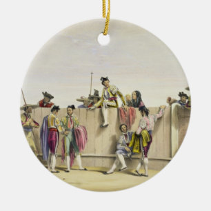 Toreros, die zwischen den Stieren, 1865 sich Keramikornament