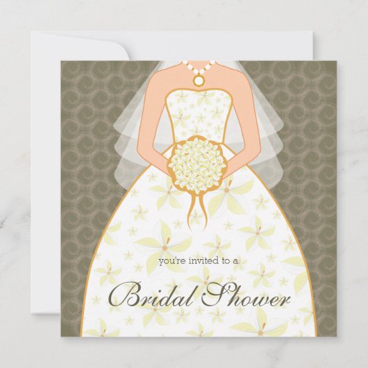 Torf Hochzeitskleid Custom Bridal Dusche Einladung (Rückseite)
