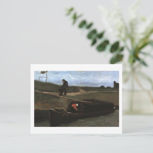 Torfboot mit zwei Figuren, Vincent Van Gogh Postkarte (Stehend Vorderseite)