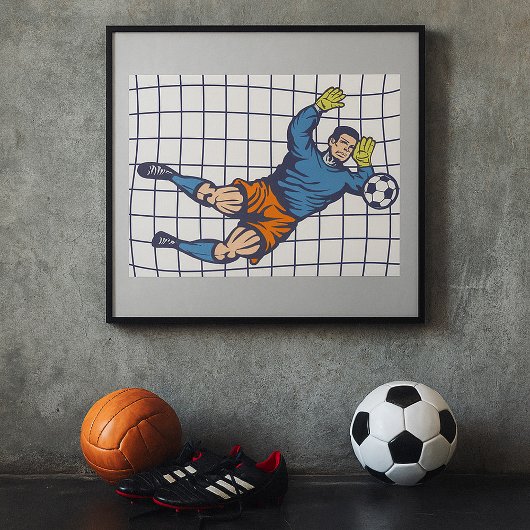 Torfußballtorwart beim Tauchen Poster