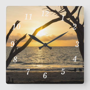 Torheit Sonnenaufgang Silhouette Quadratische Wanduhr