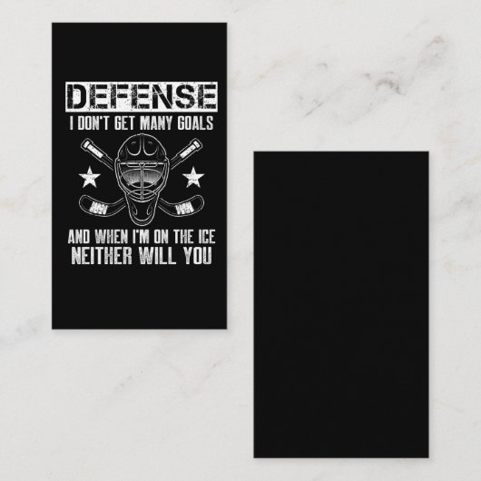 Torhüter-Zitat von Funny Ice Hockey Defenseme Visitenkarte (Vorne/Hinten)