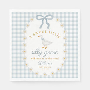 Törichte Gans Daisy Blau Schleife Gingham Babypart Serviette