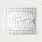 Törichte Gans Ente Blau Gingham Baby Shower Hinter Wandteppich (Vorderseite (Horizontal))