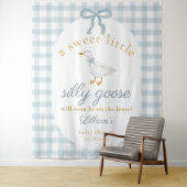Törichte Gans Ente Blau Gingham Baby Shower Hinter Wandteppich (Beispiel)