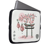 Torii blossom lanterns Asian Graphic Design Laptopschutzhülle (Vorne Rechts)