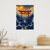 Torii Gate mit Sun und Moon Fantasy Japanisch Poster (Küche)