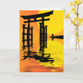 Torii (Gatter) zeichnend Sonnenuntergang Karte (Gelbe Blume)
