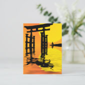 Torii (Gatter) zeichnend Sonnenuntergang Postkarte (Stehend Vorderseite)