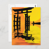 Torii (Gatter) zeichnend Sonnenuntergang Postkarte (Vorne/Hinten)
