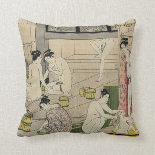 Torii Kiyonaga Badhaus-Frauen Kissen