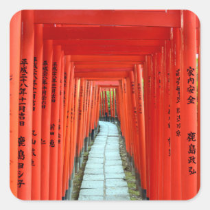 Torii-Tore des Nezu-Schreins: Tokyo-Postkarte Quadratischer Aufkleber