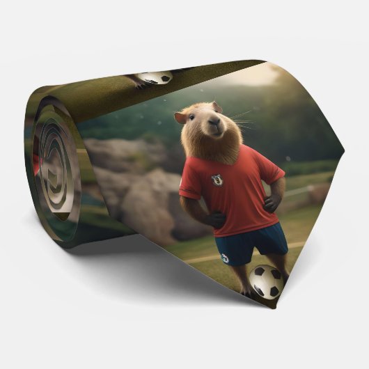 "Torjäger: Der Fußballstar Capybara" Krawatte (Gerollt)