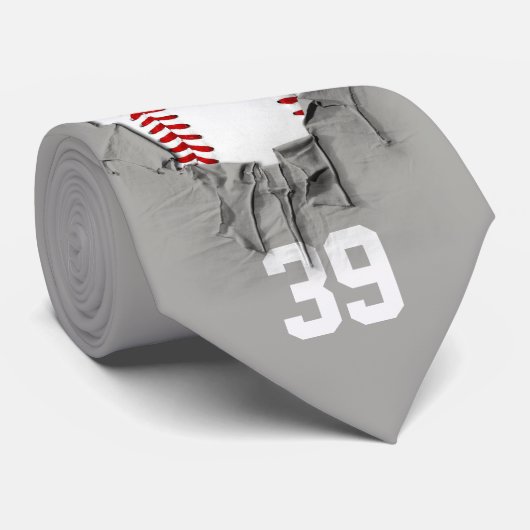 Torn Baseball (dunkel/personalisiert) Neck Tie Krawatte (Gerollt)