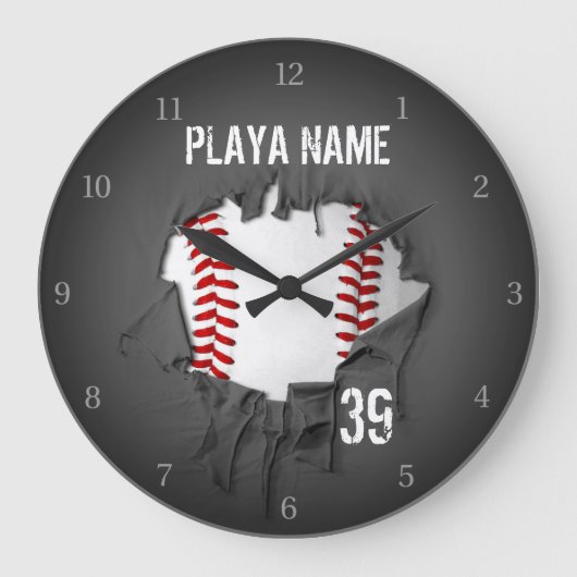 Torn Baseball Große Wanduhr (Vorderseite)