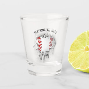 Torn Baseball Shot Glass Schnapsglas