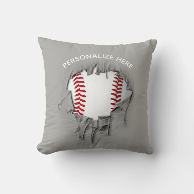 Torn Baseball Throw Kissen (Vorderseite)