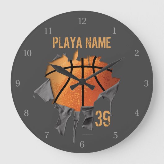 Torn Basketball Große Wanduhr (Vorderseite)