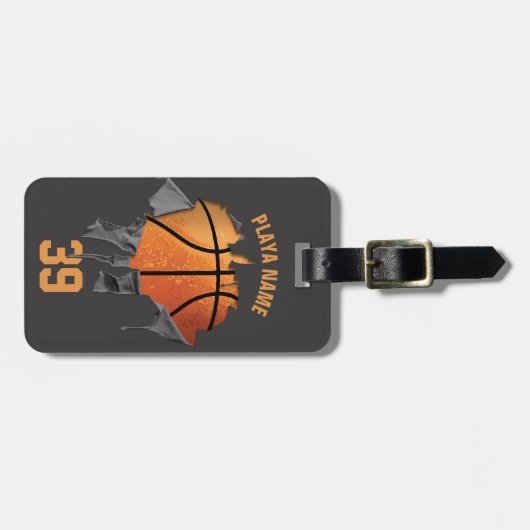Torn Basketball (Personalisiert) Gepäckanhänger (Vorderseite horizontal)