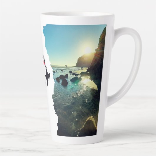 Torn Beach Collage New Zealand Location Button Milchtasse (Rechts)