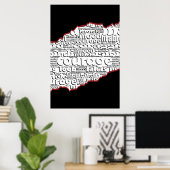 Torn Black & White Courage Red Line Poster (Heimbüro)