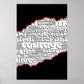 Torn Black & White Courage Red Line Poster (Vorne)