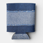 Torn denim: blauer Jeans Stoff. Dosenkühler (Vorderseite)