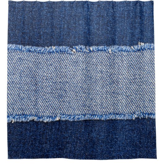 Torn denim: blauer Jeans Stoff. Duschvorhang (Vorderseite)