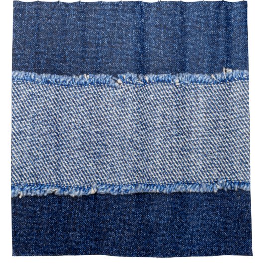 Torn denim: blauer Jeans Stoff. Duschvorhang (Vorderseite)