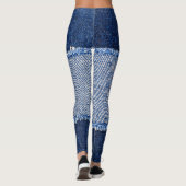 Torn denim: blauer Jeans Stoff. Leggings (Rückseite)